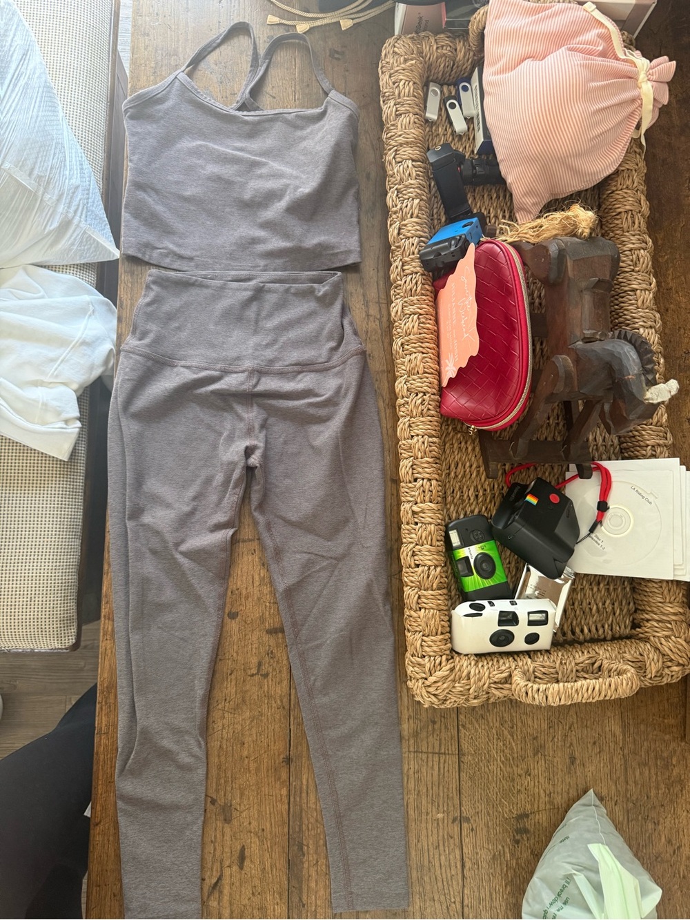 Beyond Yoga Gray High-Rise Seamless Leggings & Crop Tank